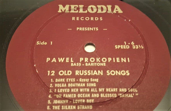 Paweł Prokopieni : Sings 12 Old Russian Songs (LP,Album,Mono)
