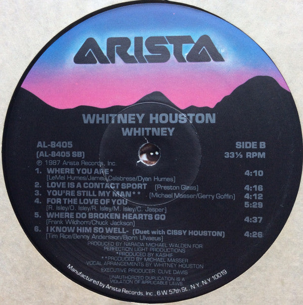 Whitney Houston : Whitney (LP,Album,Repress,Stereo)