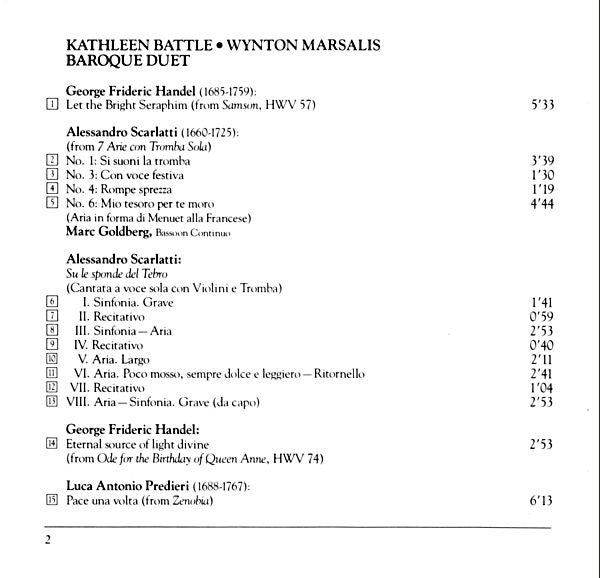 Kathleen Battle • Wynton Marsalis : Baroque Duet (Album)