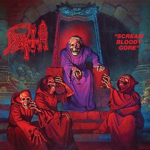 Death - Scream Bloody Gore (Neon Violet, Bone White and Red Tri Color Merge with Splatter LP Vinyl) UPC: 781676519910