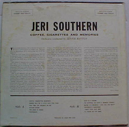 Jeri Southern : Coffee, Cigarettes & Memories (LP,Album)