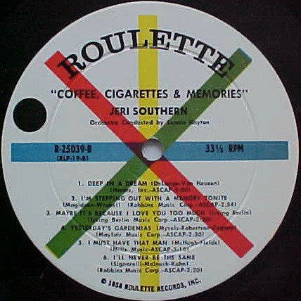Jeri Southern : Coffee, Cigarettes & Memories (LP,Album)