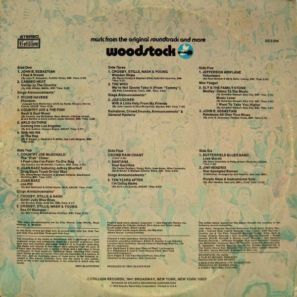 Various : Woodstock - Music From The Original Soundtrack And More (LP,Album,Stereo)