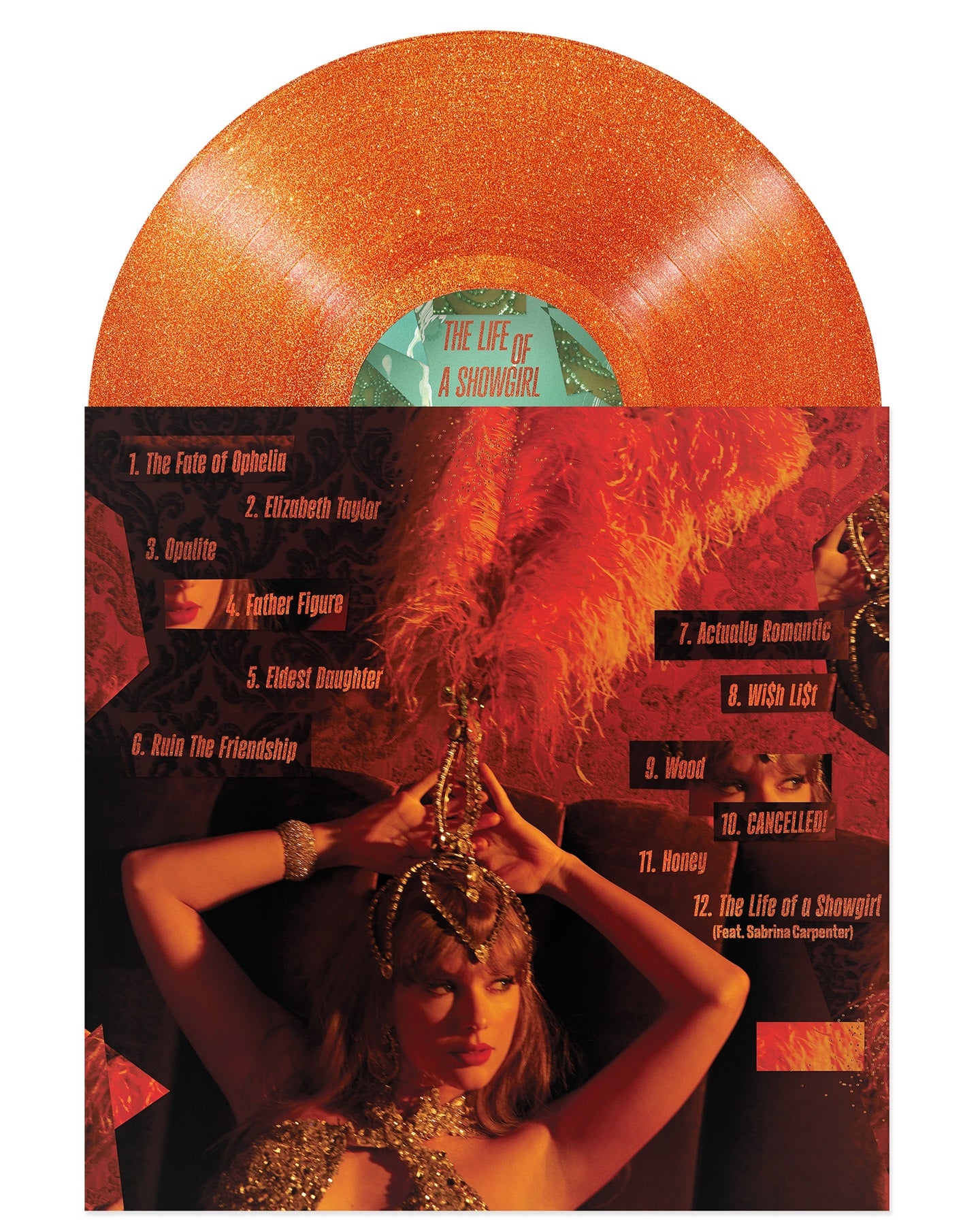 Taylor Swift - The Life of a Showgirl (Sweat and Vanilla Perfume Portofino Orange Glitter LP Vinyl) UPC: 602478372049