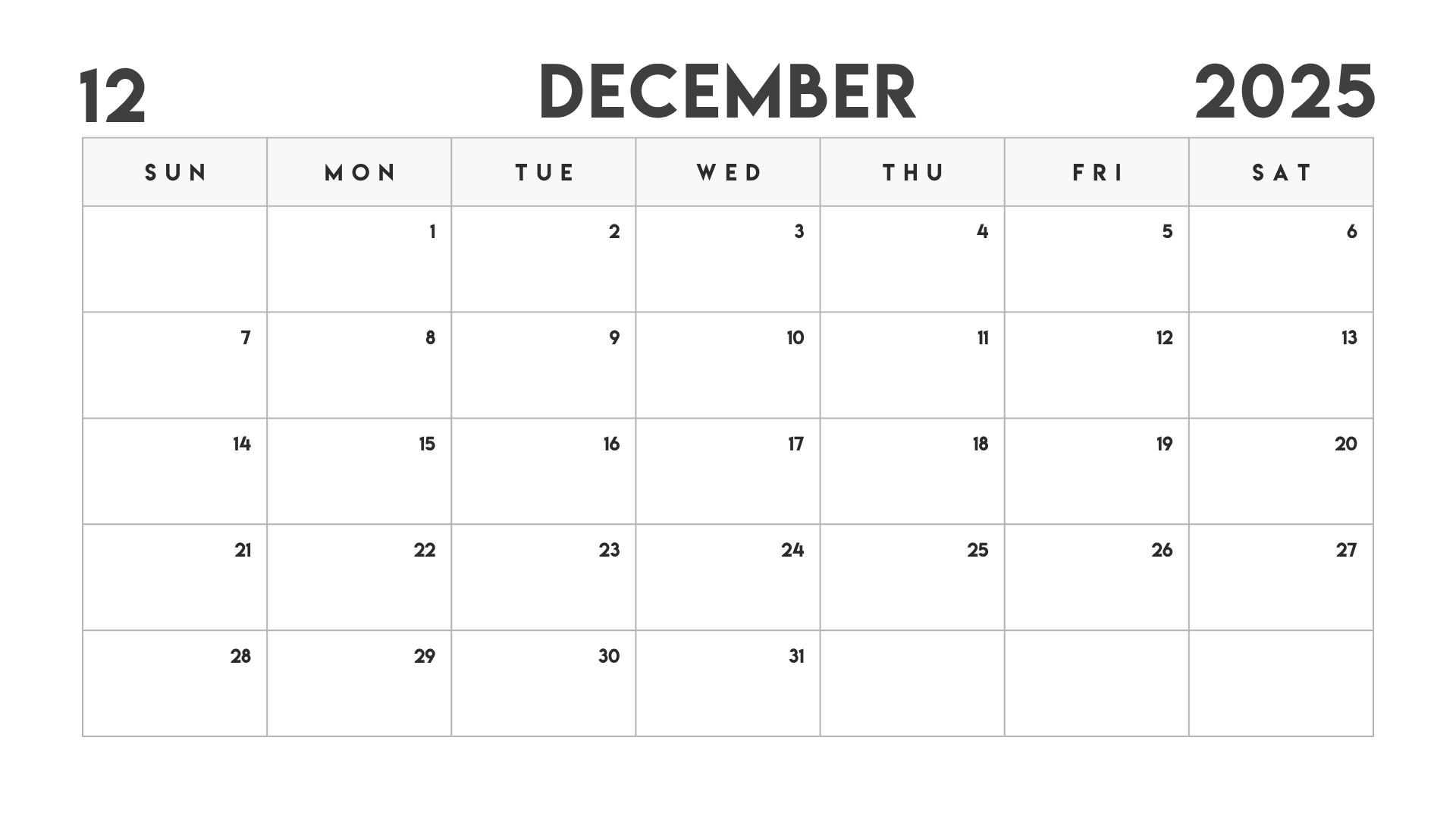 december calendar