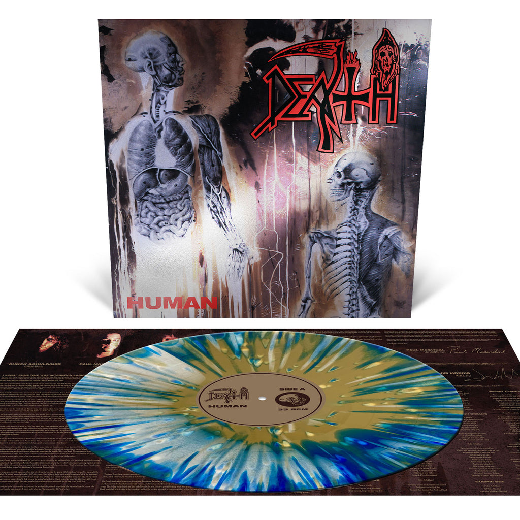 Death - Human (Bone White, Blue Jay and Gold Tri Color Merge with Splatter  LP Vinyl)