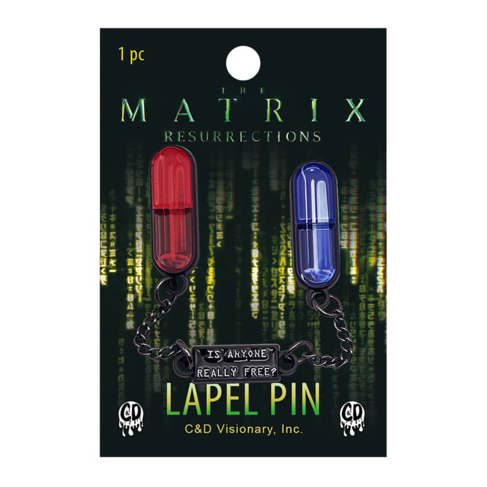 Enamel Pin - The Matrix - Red & Blue Pill With Charm