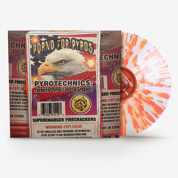 Porno for Pyros - Pyrotechnics: Porno For Pyros' Latest & Greatest (Rocktober 2024, Clear w/ Orange Splatter LP Vinyl, Brick & Mortar Exclusive) UPC: 081227815103