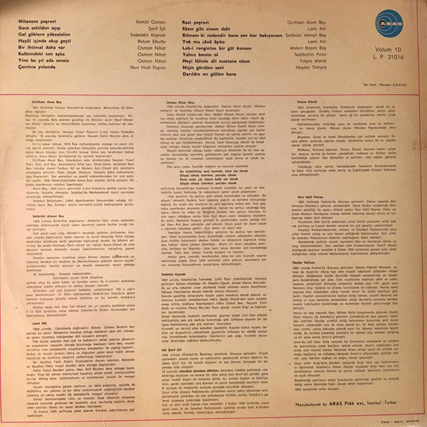 Kemal Gürses : Nihavent Rast-Faslı Volüm 10 (LP)