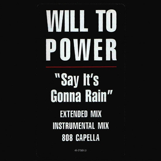 Will To Power : Say It's Gonna Rain (12",33 ⅓ RPM)