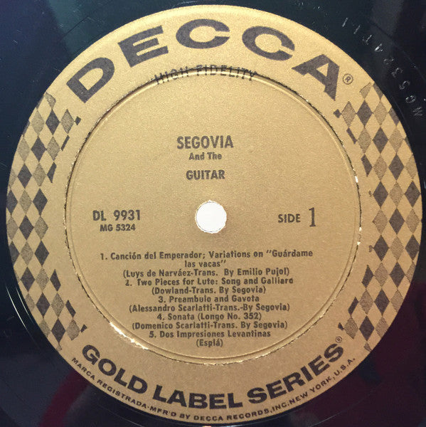 Andrés Segovia : Segovia And The Guitar (LP,Album,Repress,Mono)