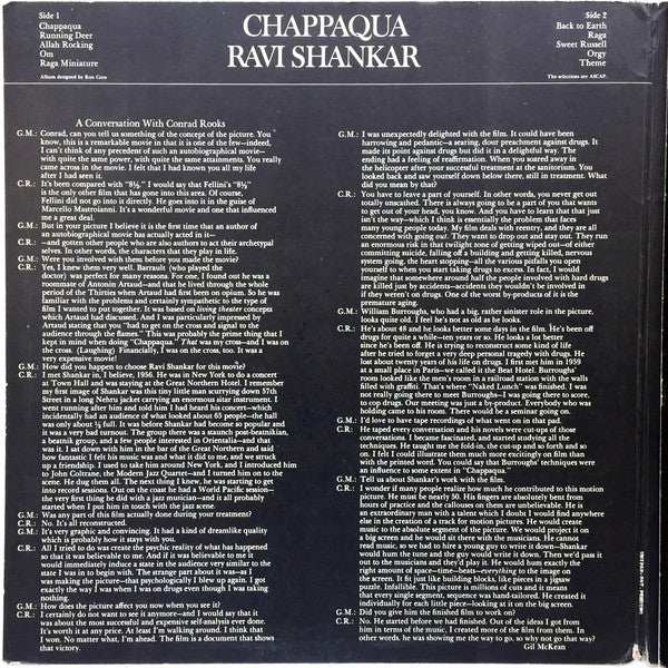 Ravi Shankar : Chappaqua (The Original Sound Track Recording) (LP,Album)