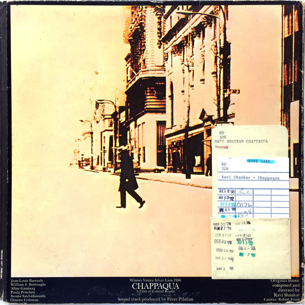 Ravi Shankar : Chappaqua (The Original Sound Track Recording) (LP,Album)