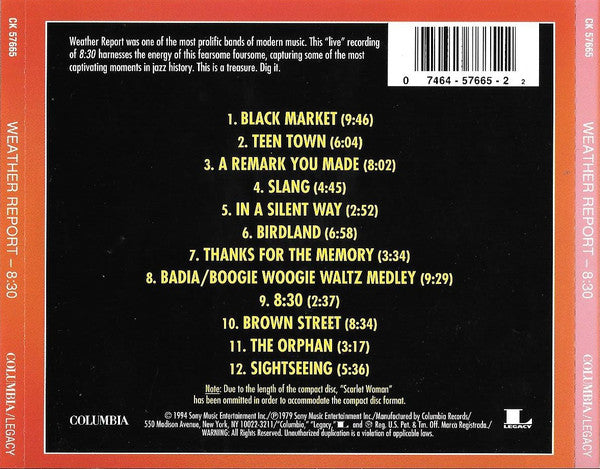 Weather Report : 8:30 (Album,Reissue,Remastered,Repress)