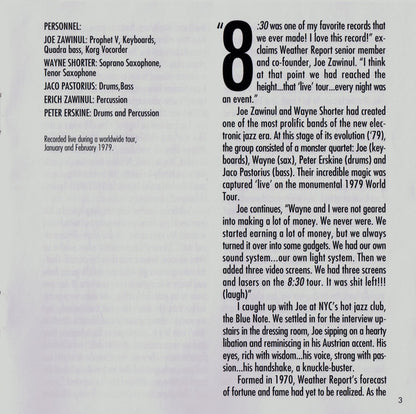 Weather Report : 8:30 (Album,Reissue,Remastered,Repress)