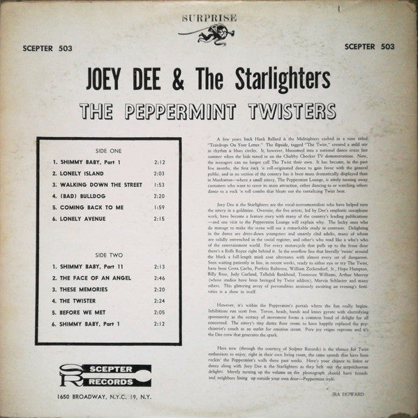 Joey Dee & The Starliters : The Peppermint Twisters (LP,Album,Mono)