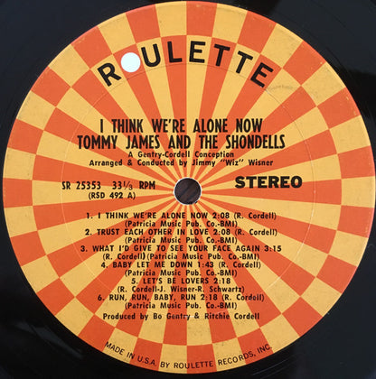 Tommy James & The Shondells : I Think We're Alone Now (LP,Album,Stereo)