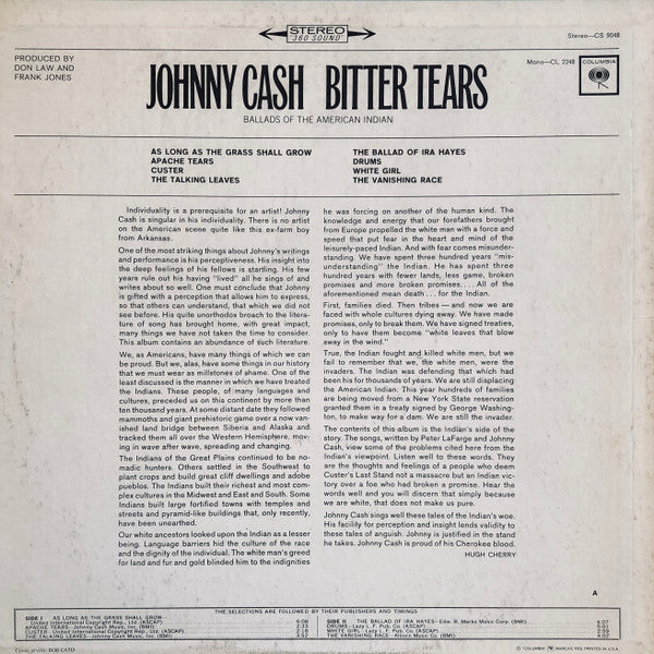 Johnny Cash : Bitter Tears - Ballads Of The American Indian (LP,Album,Stereo)