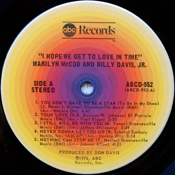 Marilyn McCoo & Billy Davis Jr. : I Hope We Get To Love In Time (LP,Album)