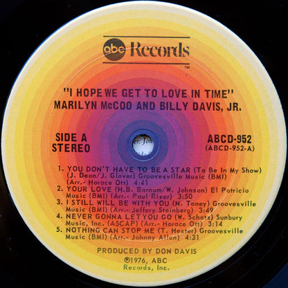 Marilyn McCoo & Billy Davis Jr. : I Hope We Get To Love In Time (LP,Album)