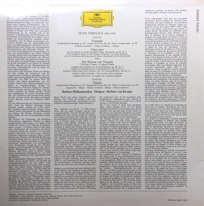 Jean Sibelius – Berliner Philharmoniker · Herbert von Karajan : Finlandia / Valse Triste / Der Schwan Von Tuonela / Tapiola (LP,Repress,Stereo)