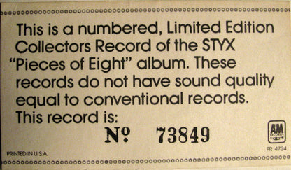 Styx : Pieces Of Eight (LP,Album,Limited Edition,Numbered,Picture Disc)