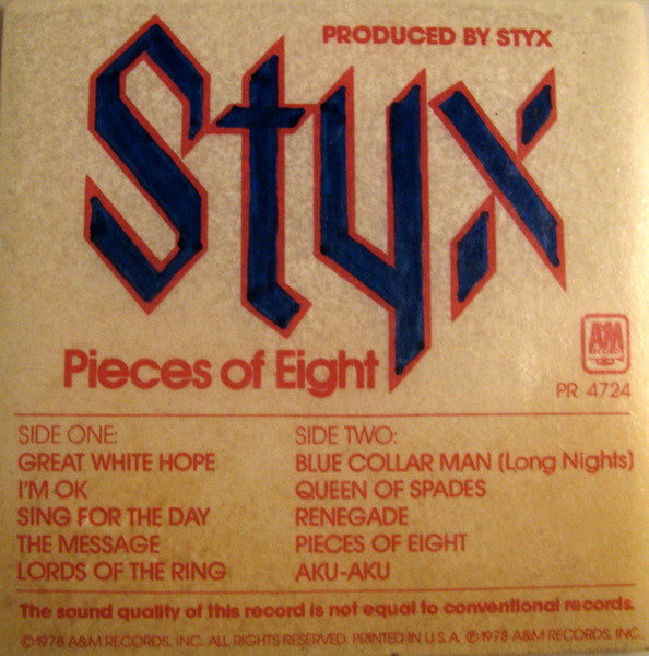 Styx : Pieces Of Eight (LP,Album,Limited Edition,Numbered,Picture Disc)