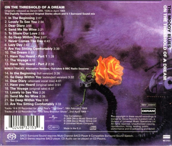 Moody Blues, The : On The Threshold Of A Dream (Hybrid,Multichannel,Album,Remastered)