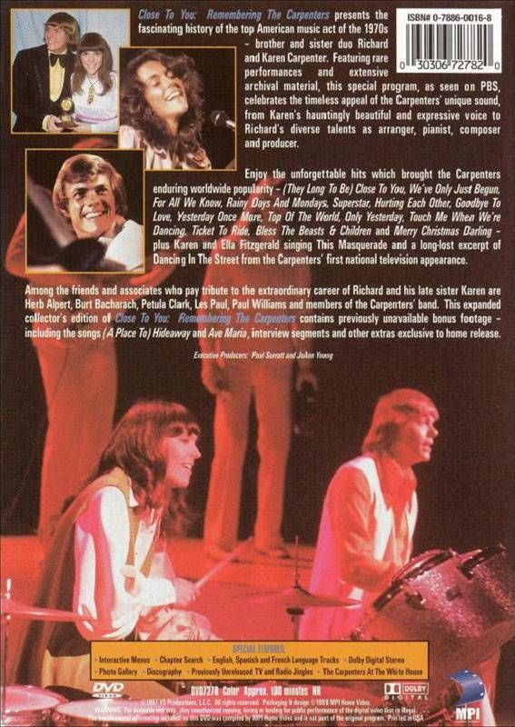 Carpenters : Close to You - Remembering the Carpenters (DVD-Video,Reissue)