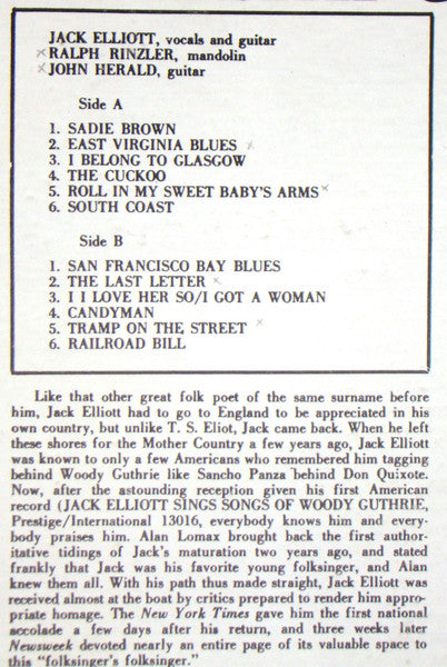 Ramblin' Jack Elliott : Ramblin' Jack Elliott (LP,Album,Reissue,Stereo)