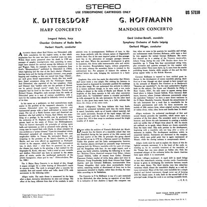 Irmgard Helmis, Kammerorchester Berlin, Gerd Lindner-Bonelli, Rundfunk-Sinfonie-Orchester Leipzig, Carl Ditters von Dittersdorf, Giovanni Hoffmann : Mandolin Concerto In D Major / Harp Concerto In A Major (LP,Compilation,Stereo)