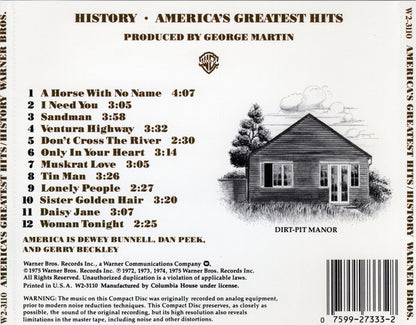 America (2) : History • America's Greatest Hits (Compilation,Club Edition,Reissue)
