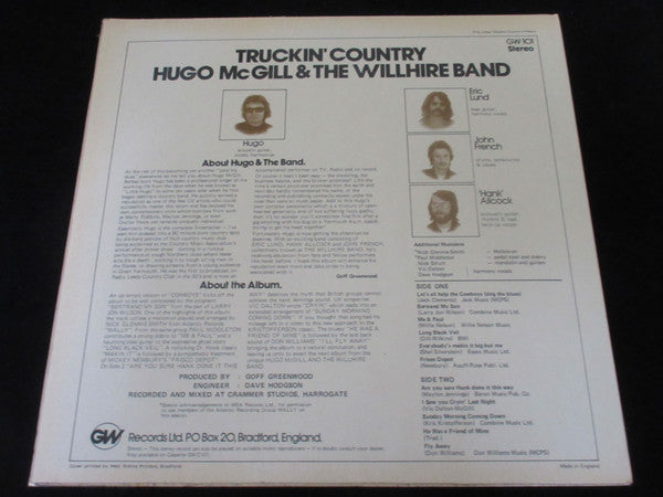 Hugo McGill And The Willhire Band : Truckin' Country (LP,Album)