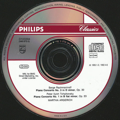 Martha Argerich - Riccardo Chailly - Kiril Kondrashin : Rachmaninoff 3 • Tchaikovsky 1 (Compilation,Club Edition)