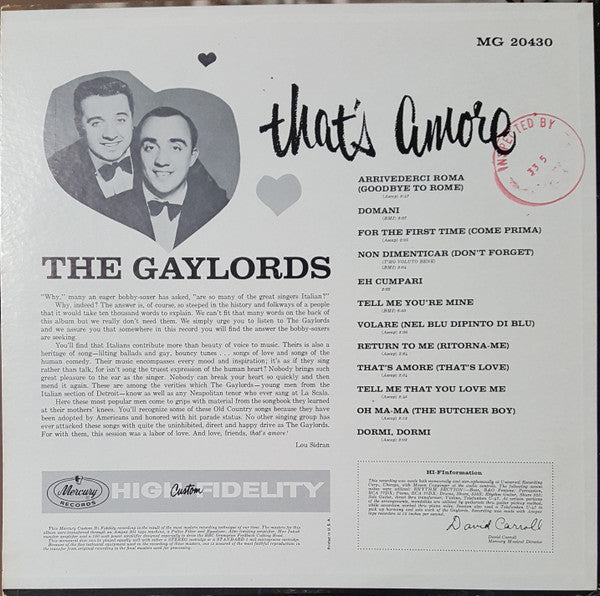 Gaylords, The : That's Amore (LP,Mono)