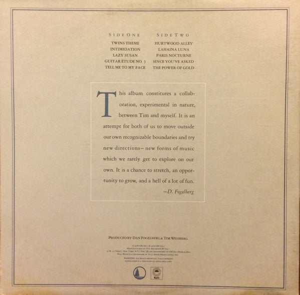 Dan Fogelberg & Tim Weisberg : Twin Sons Of Different Mothers (LP,Album)