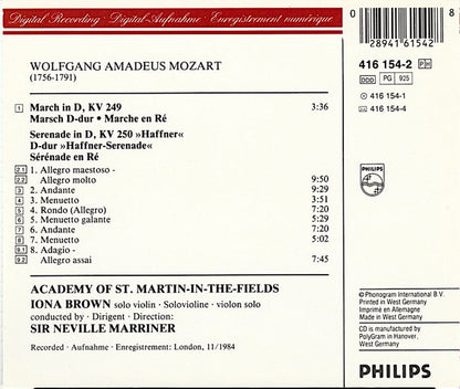 Wolfgang Amadeus Mozart, Iona Brown, Academy Of St. Martin-in-the-Fields, The, Sir Neville Marriner : Serenade KV250 Haffner (Album)