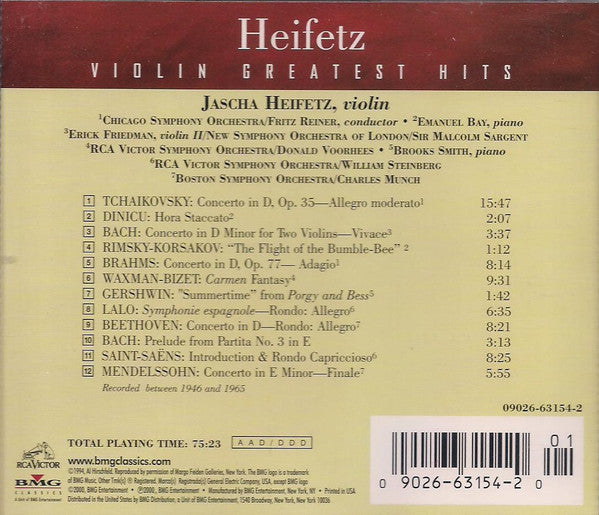 Jascha Heifetz : Violin Greatest Hits (Compilation)