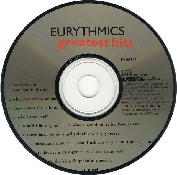 Eurythmics : Greatest Hits (Compilation,Club Edition,Stereo)