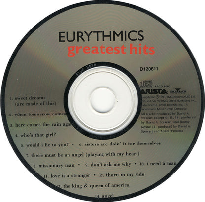 Eurythmics : Greatest Hits (Compilation,Club Edition,Stereo)