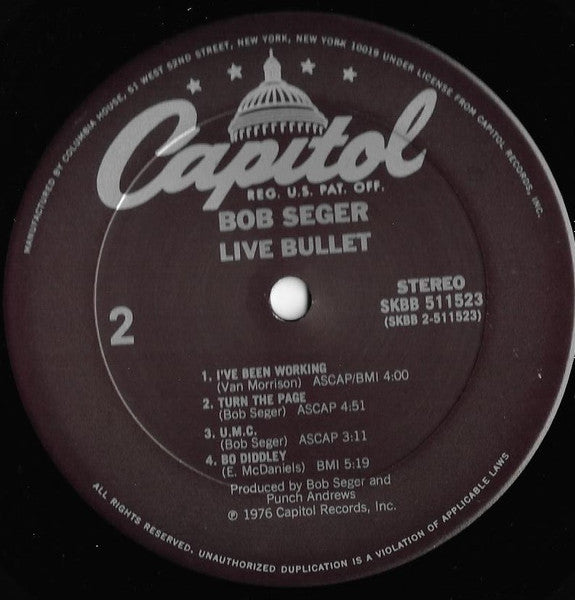 Bob Seger And The Silver Bullet Band : Live Bullet (LP,Album,Club Edition,Reissue,Repress)