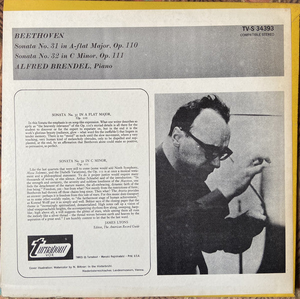 Ludwig van Beethoven - Alfred Brendel : Sonata No. 31 In A-Flat Major, Op. 110 / Sonata No. 32 In C-Minor, Op. 111 (LP,Album,Stereo,Mono)