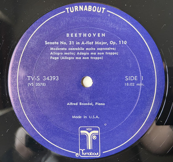 Ludwig van Beethoven - Alfred Brendel : Sonata No. 31 In A-Flat Major, Op. 110 / Sonata No. 32 In C-Minor, Op. 111 (LP,Album,Stereo,Mono)