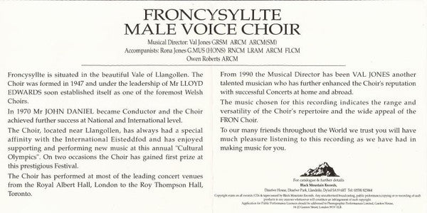 Froncysyllte Male Voice Choir, The :  The Froncysyllte Male Voice Choir (Album)