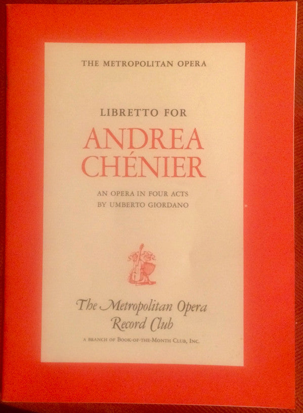 Umberto Giordano, Mary Curtis-Verna, Richard Tucker (2), Mario Sereni, Rosalind Elias, Fausto Cleva : Andrea Chénier (LP,Album)