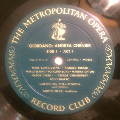 Umberto Giordano, Mary Curtis-Verna, Richard Tucker (2), Mario Sereni, Rosalind Elias, Fausto Cleva : Andrea Chénier (LP,Album)