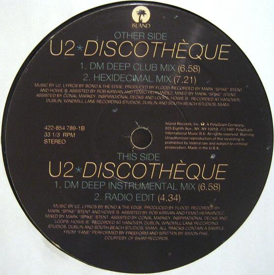 U2 : Discothèque (12",33 ⅓ RPM,Single)