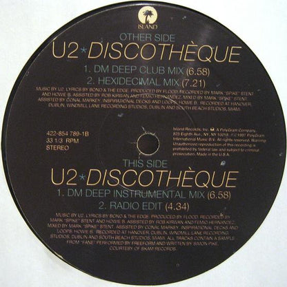 U2 : Discothèque (12",33 ⅓ RPM,Single)