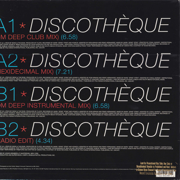 U2 : Discothèque (12",33 ⅓ RPM,Single)