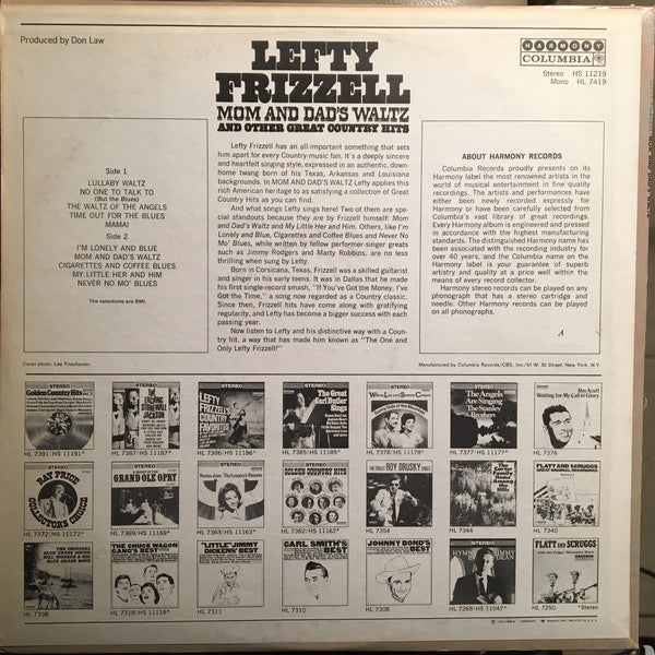 Lefty Frizzell : Mom And Dad's Waltz And Other Great Country Hits (LP,Album,Compilation,Stereo)
